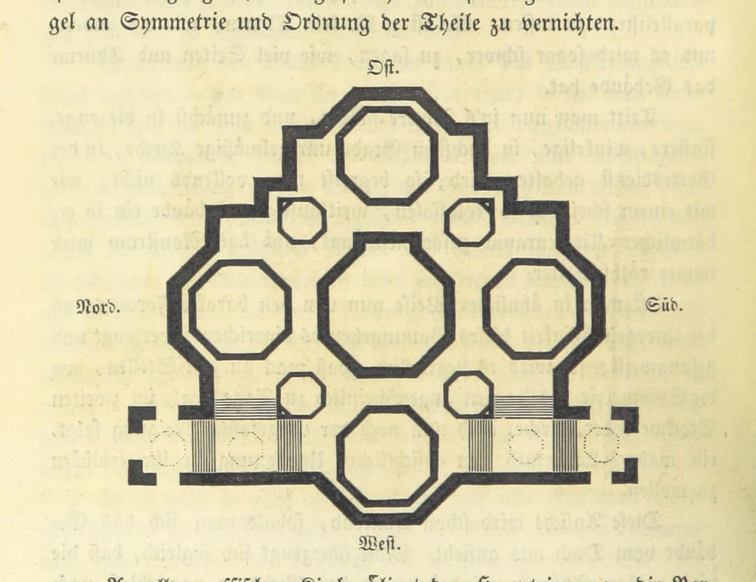 Historical architectural floor plan of Saint Basil's Cathedral