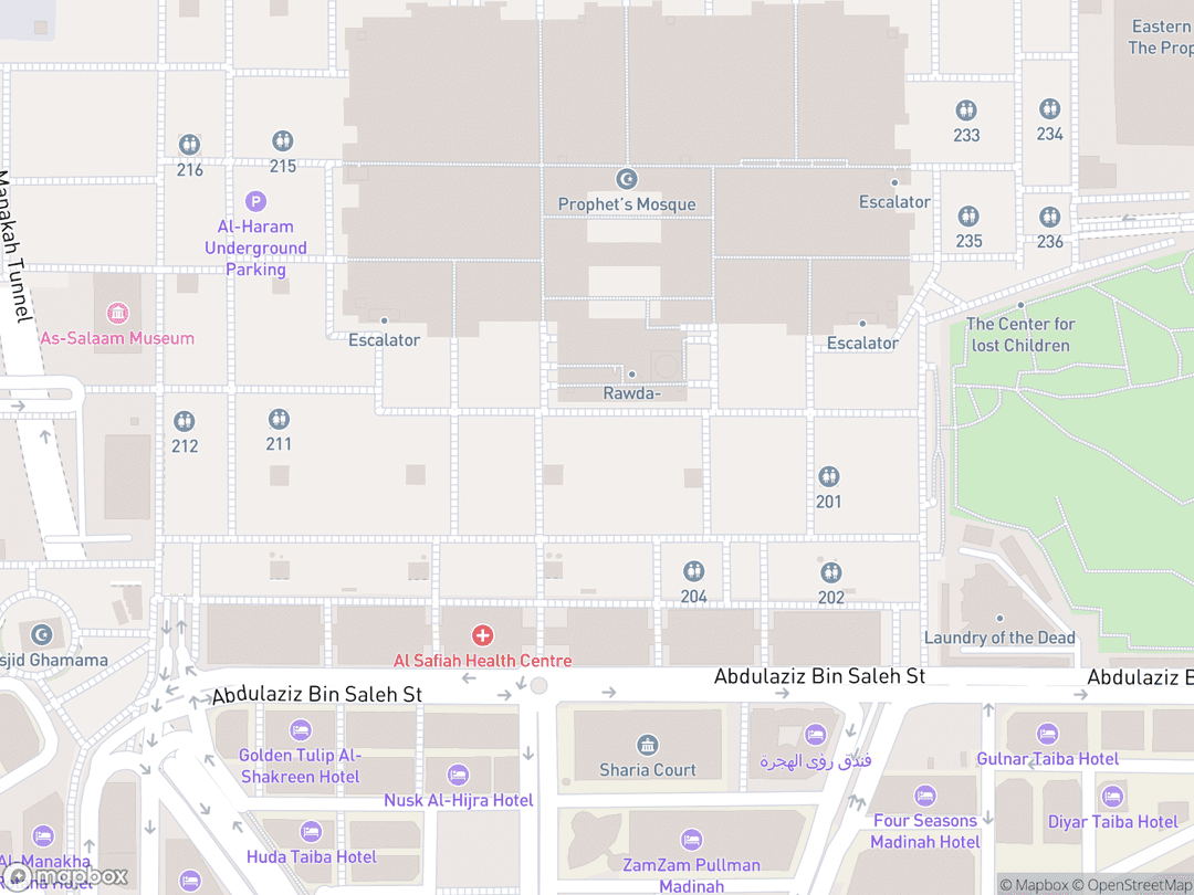 Map showing المسجد النبوي and surrounding area