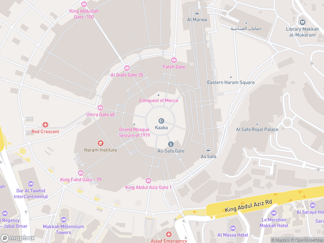 Map showing Kaaba and surrounding area