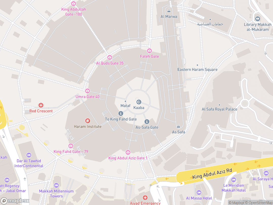 Map showing Masjid al-Haram and surrounding area
