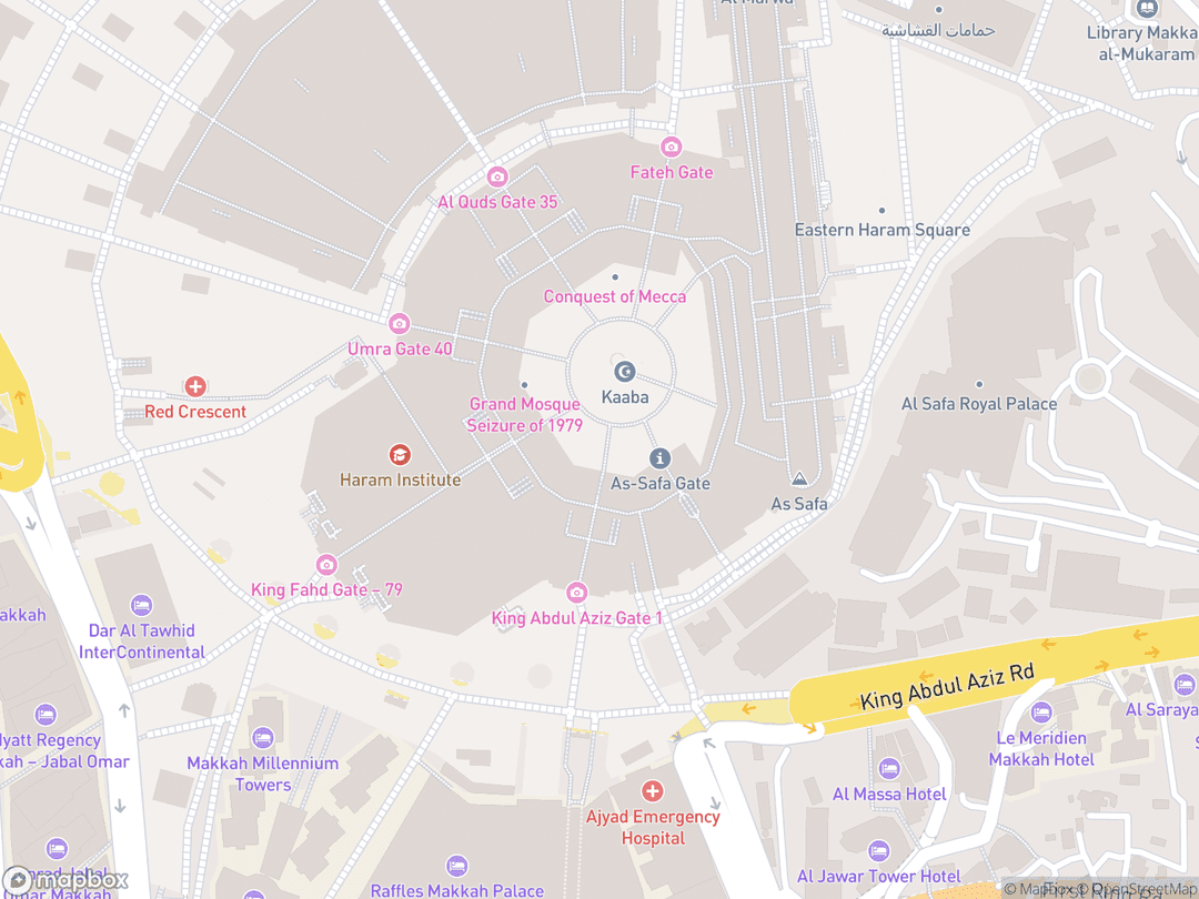 Map showing Well of Zamzam and surrounding area