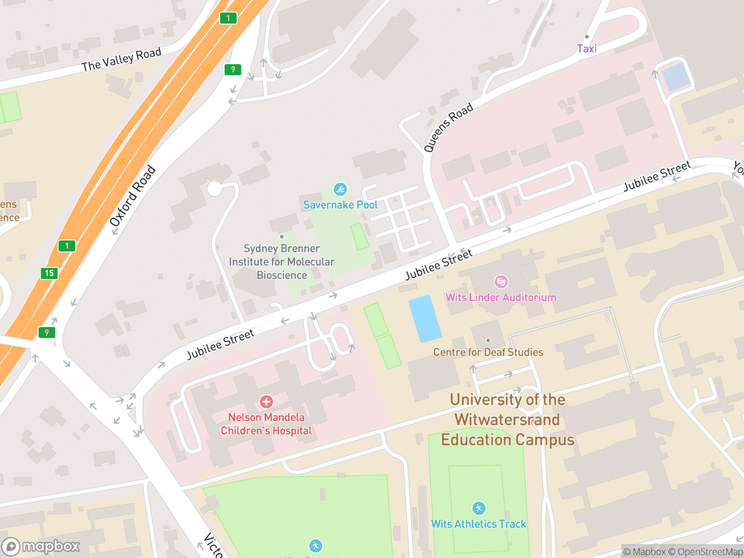 Map showing Johannesburg South Africa Temple and surrounding area