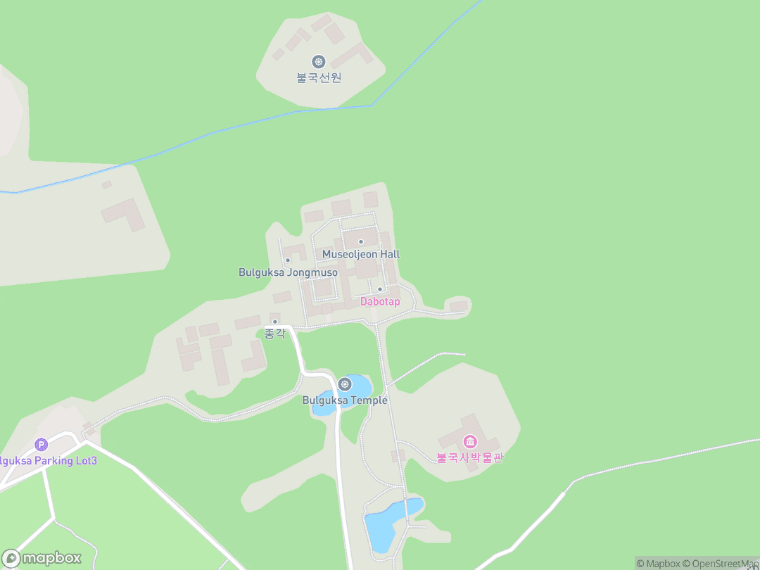 Map showing Bulguksa Temple and surrounding area