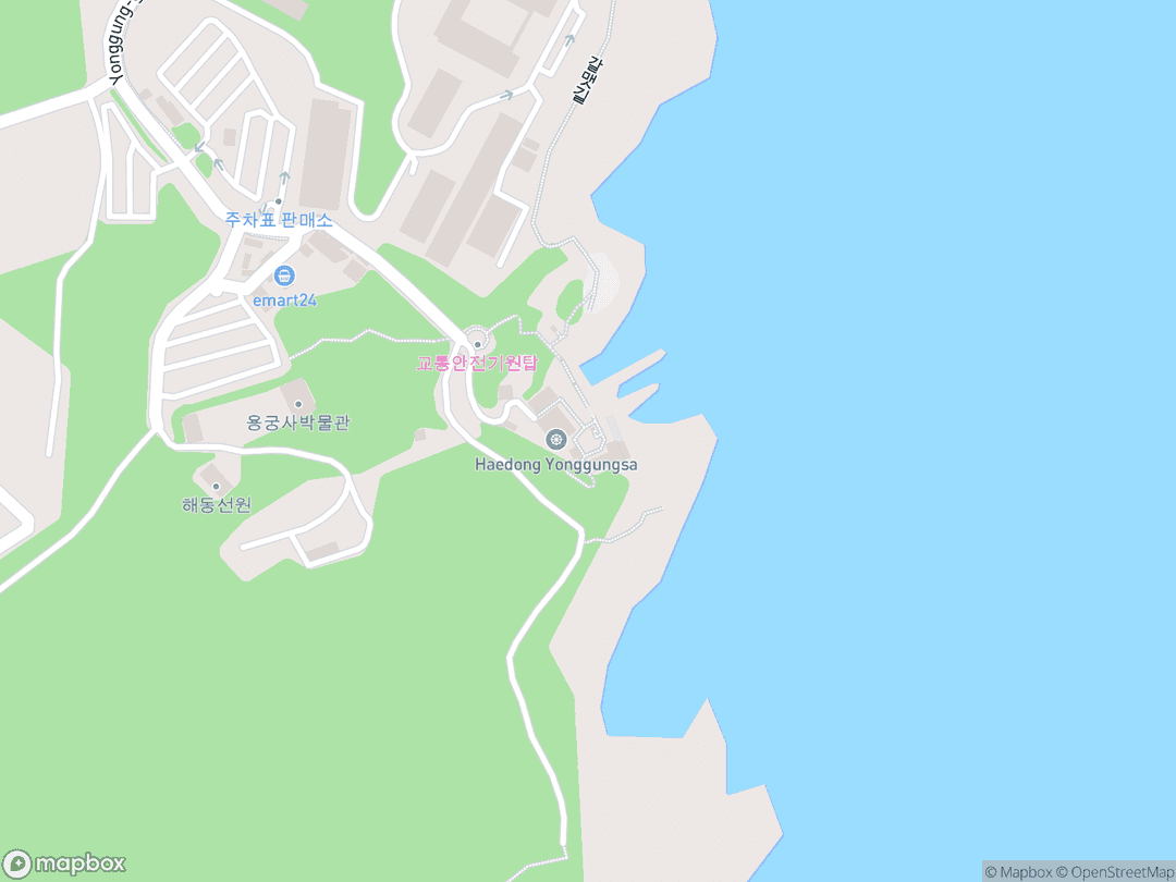 Map showing Haedong Yonggungsa Temple and surrounding area