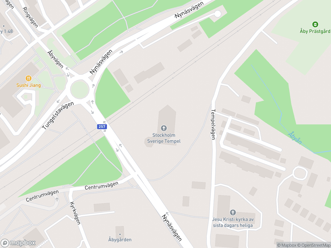 Map showing स्टॉकहोम स्वीडन मंदिर and surrounding area