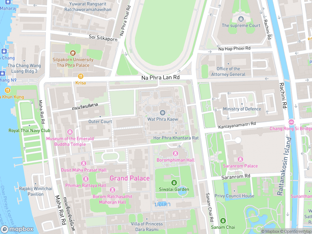 Map showing Wat Phra Kaew and surrounding area