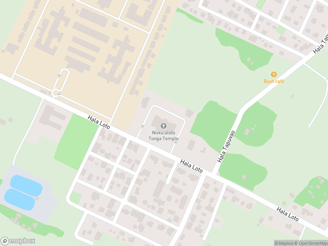Map showing Nuku'alofa Tonga Temple and surrounding area