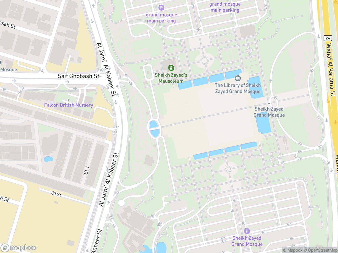 Map showing Gran Mezquita Sheikh Zayed and surrounding area