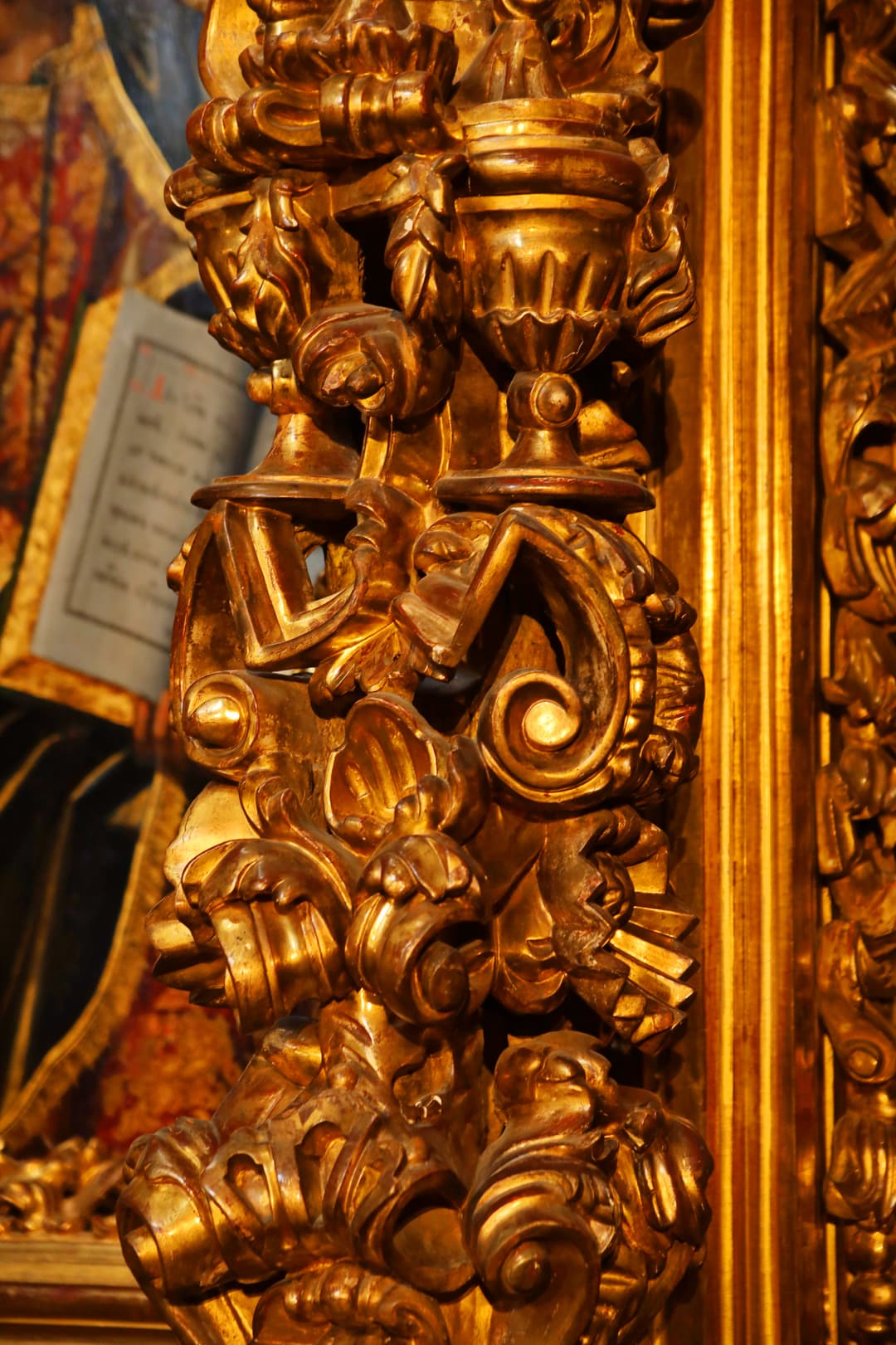 Detail of gilded Baroque woodcarving on the iconostasis