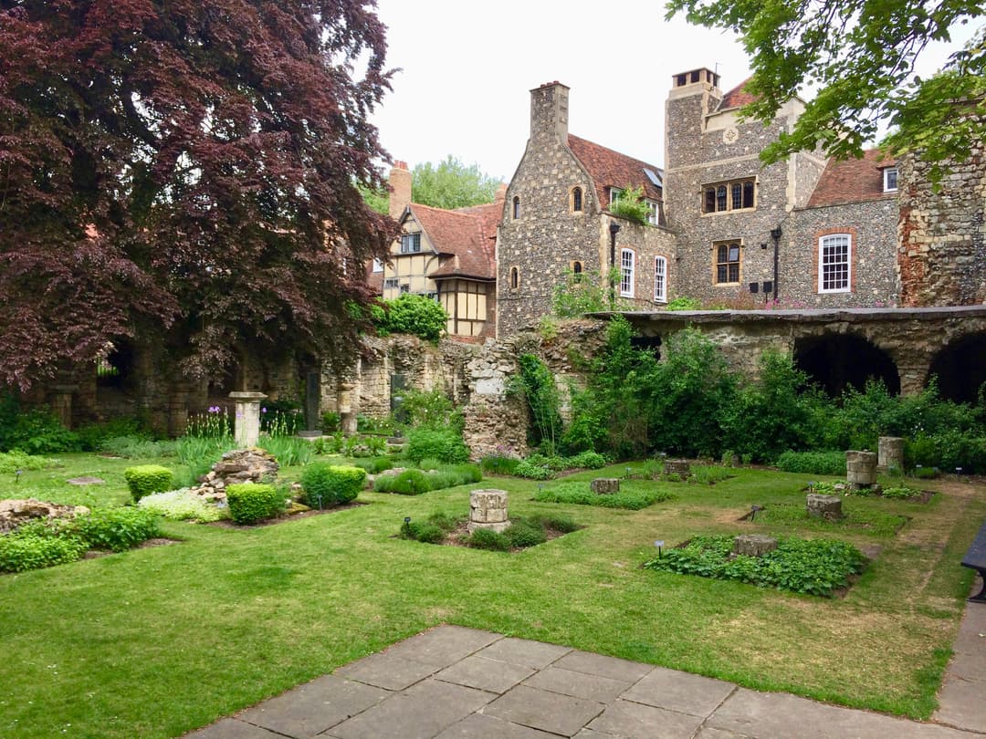 Herb garden and medieval ruins in the Canterbury Cathedral precincts