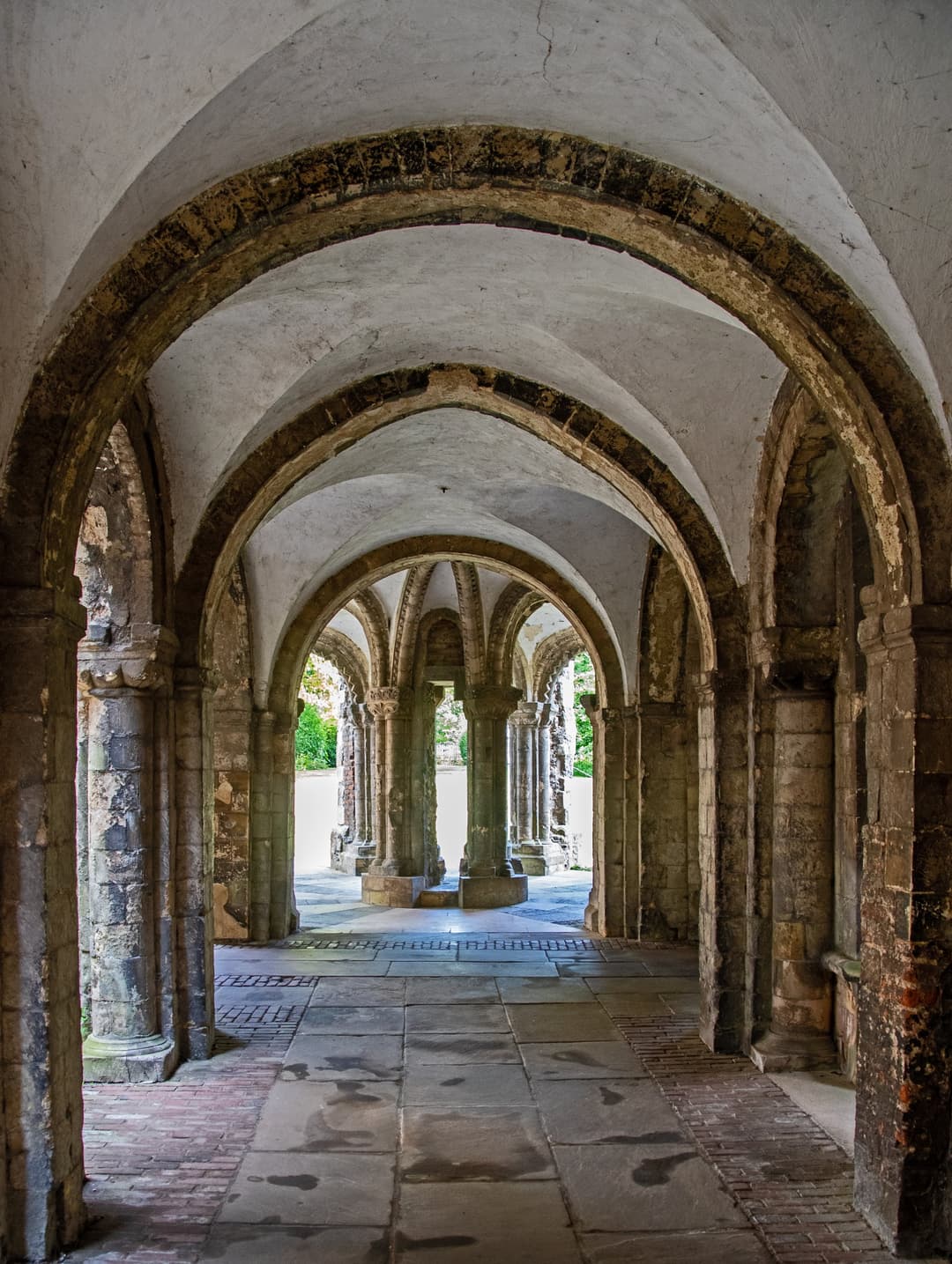 Norman vaulted arcade leading to the Water Tower at Canterbury Cathedral
