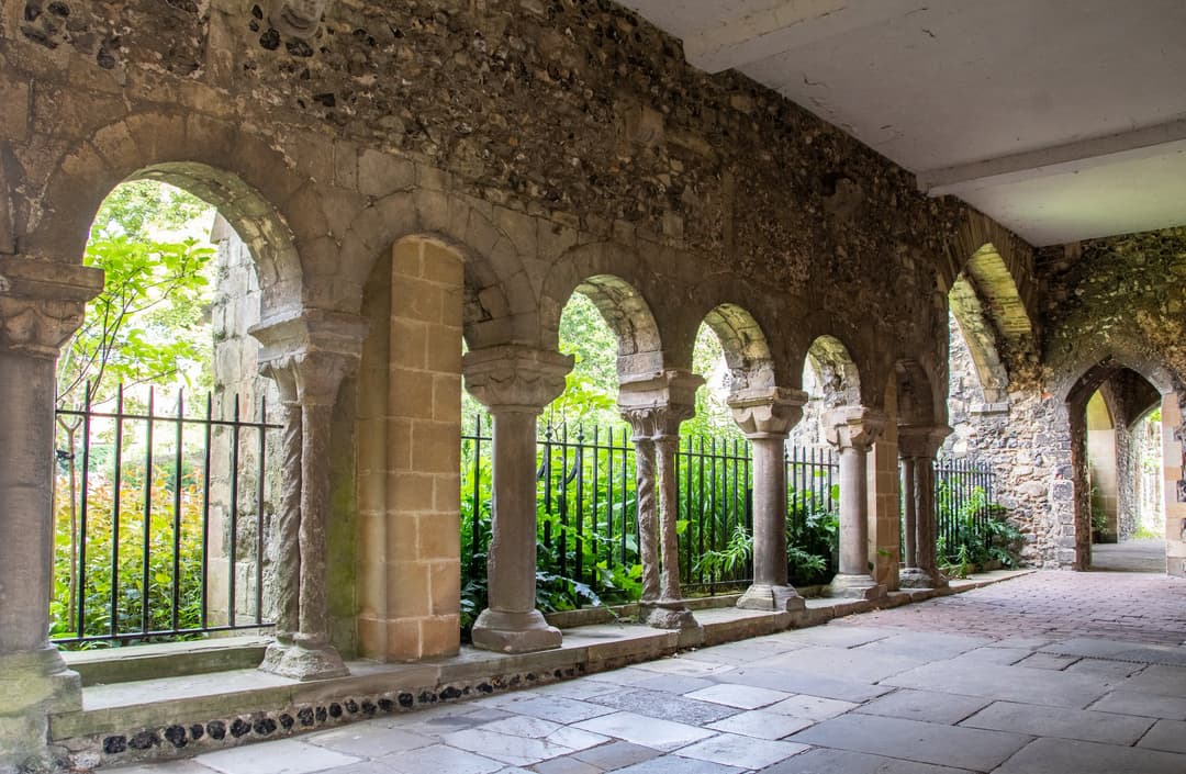 Norman Romanesque arcade in the cathedral precincts