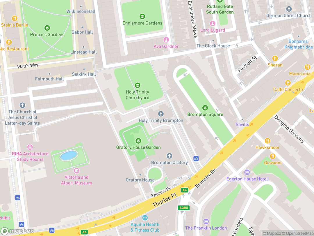 Map showing Holy Trinity Brompton and surrounding area