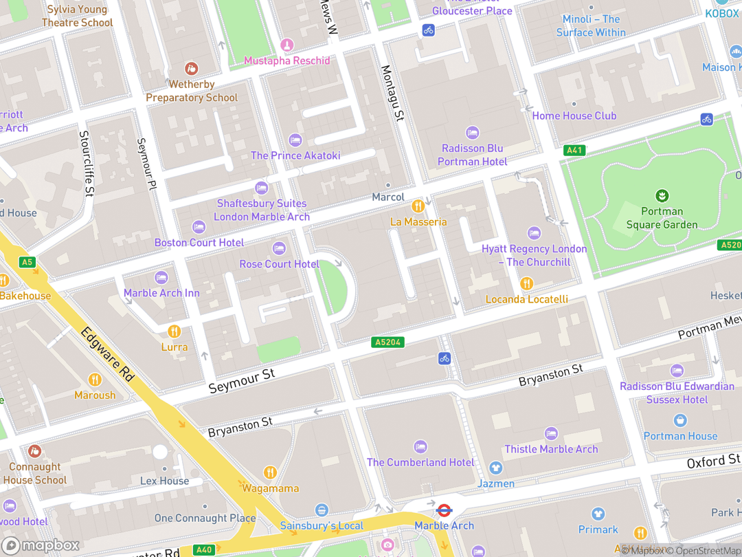 Map showing Western Marble Arch Synagogue and surrounding area