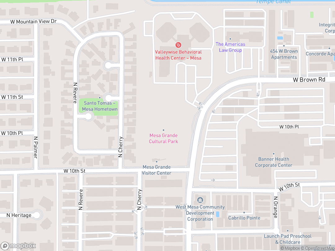 Map showing Mesa Grande Cultural Park and surrounding area