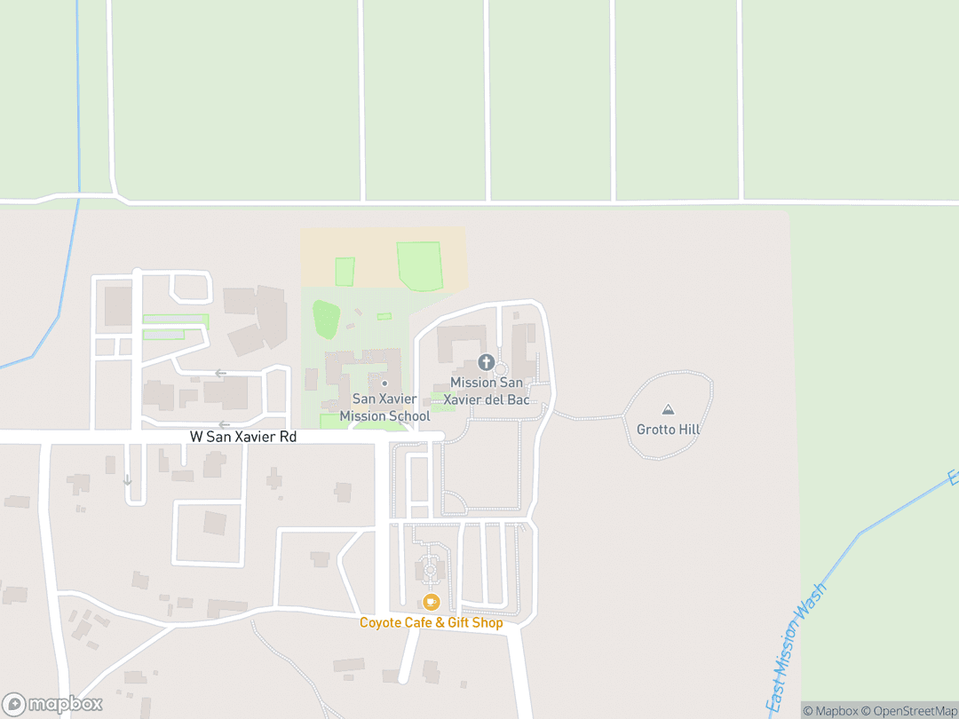 Map showing Mission San Xavier del Bac and surrounding area