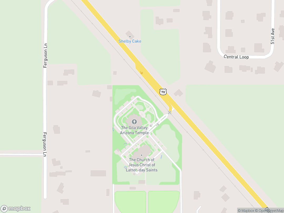 Map showing The Gila Valley Arizona Temple and surrounding area