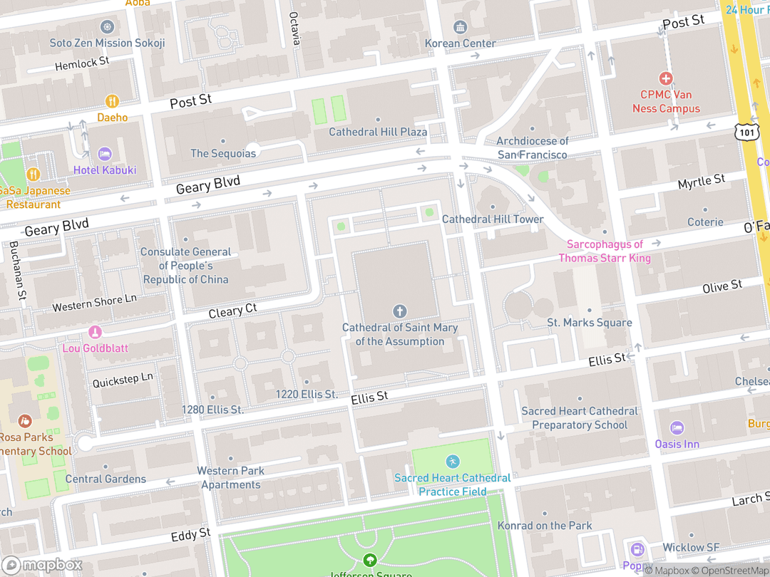 Map showing Cathedral of Saint Mary of the Assumption and surrounding area