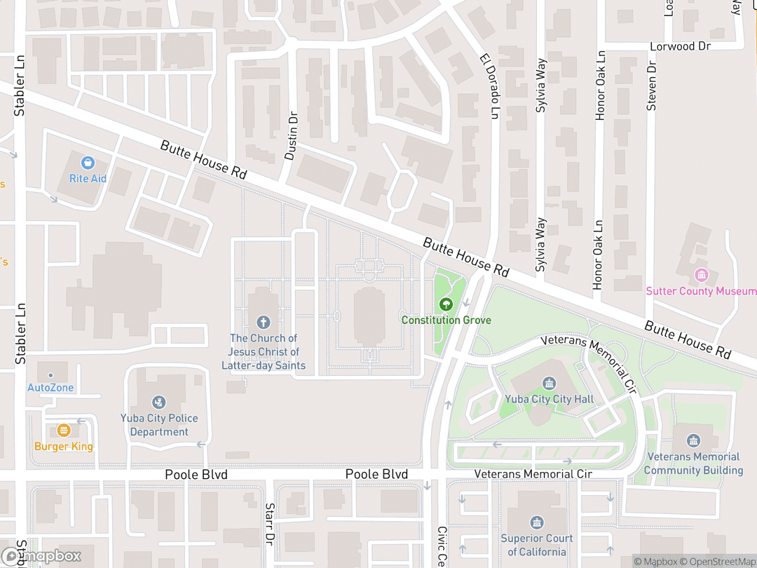 Map showing Feather River California Temple and surrounding area