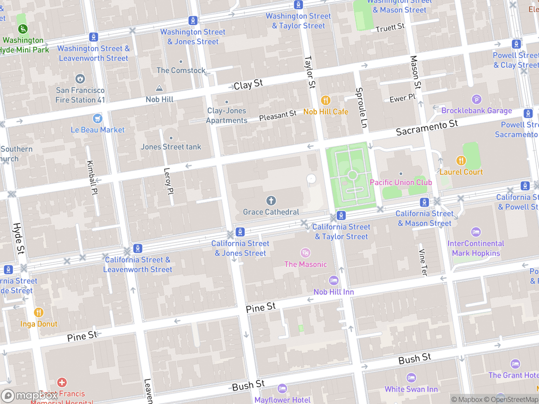 Map showing Grace Cathedral and surrounding area