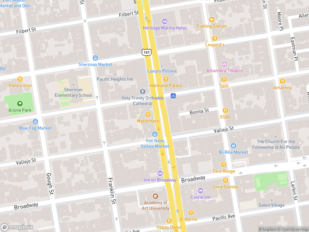 Map showing Holy Trinity Russian Orthodox Cathedral and surrounding area