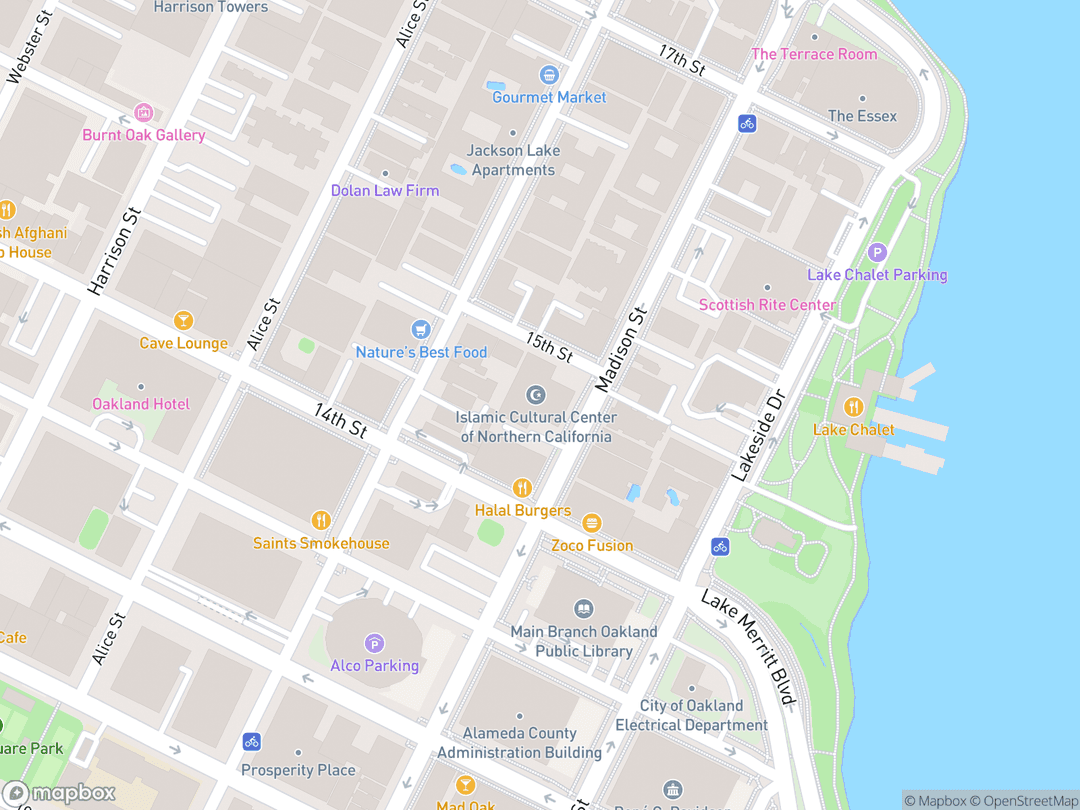 Map showing Islamic Cultural Center of Northern California and surrounding area