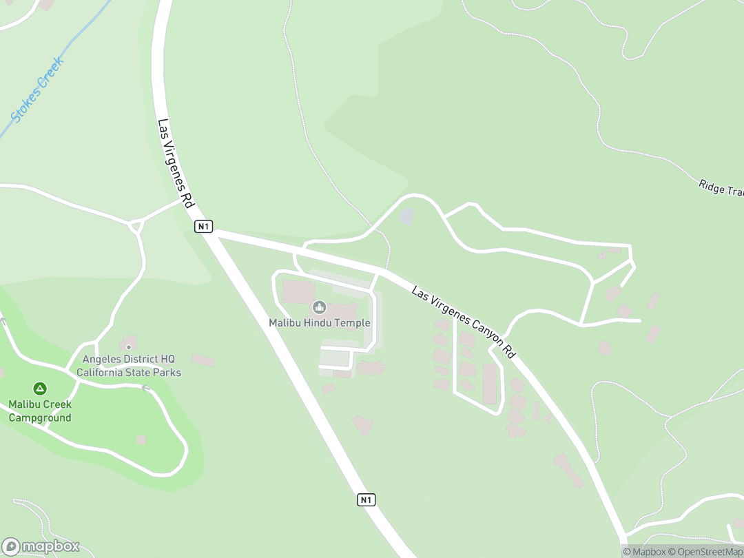 Map showing Sri Venkateswara Temple (Malibu Hindu Temple) and surrounding area
