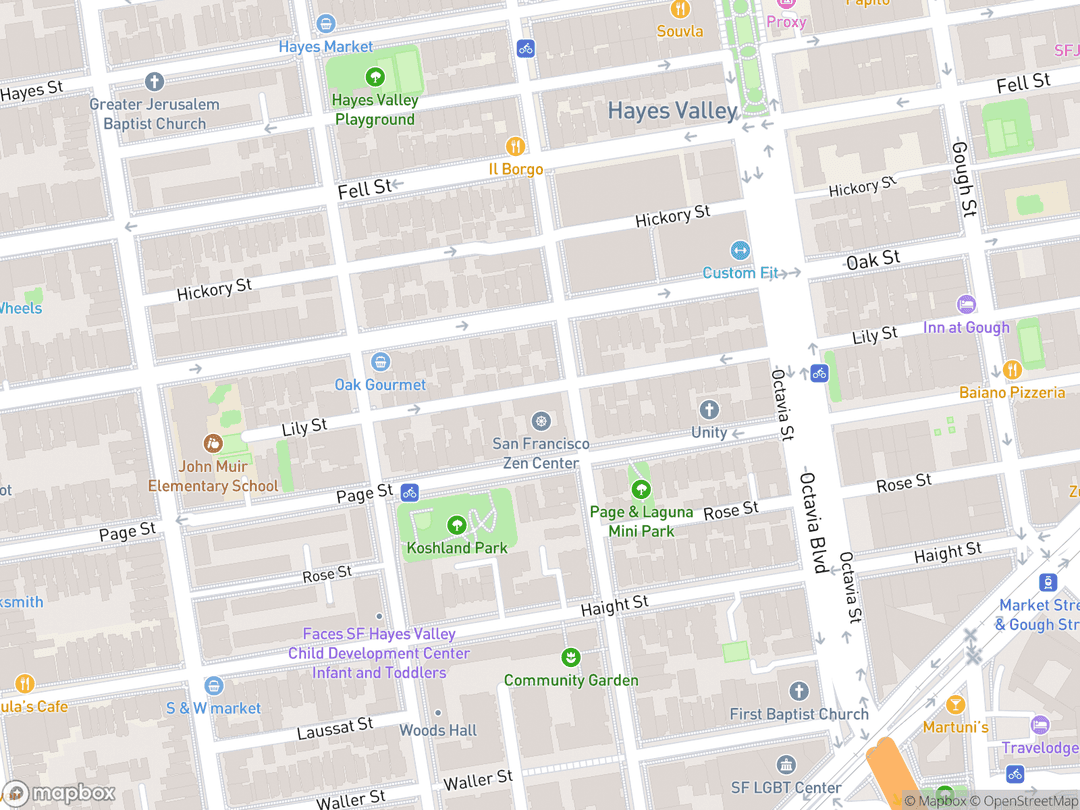 Map showing San Francisco Zen Center and surrounding area