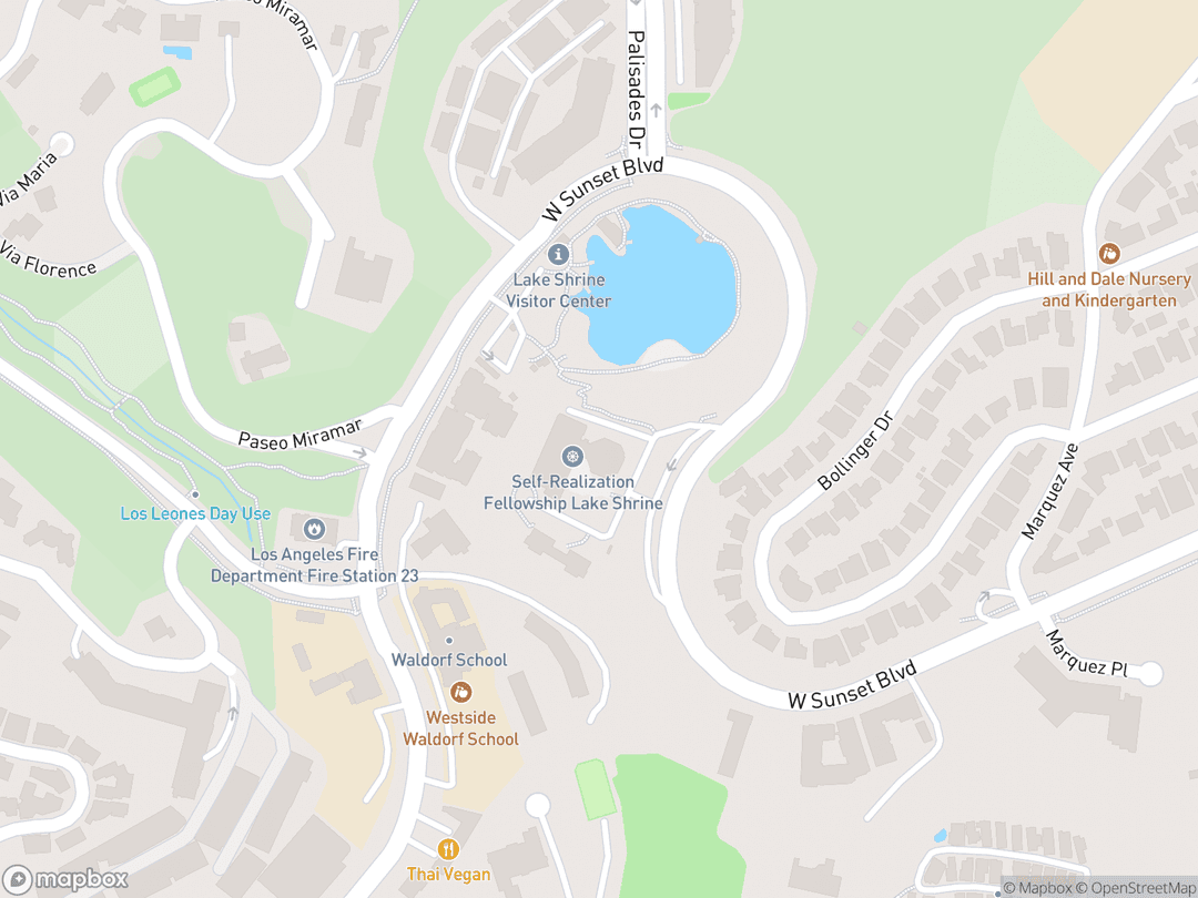 Map showing Self-Realization Fellowship Lake Shrine and surrounding area