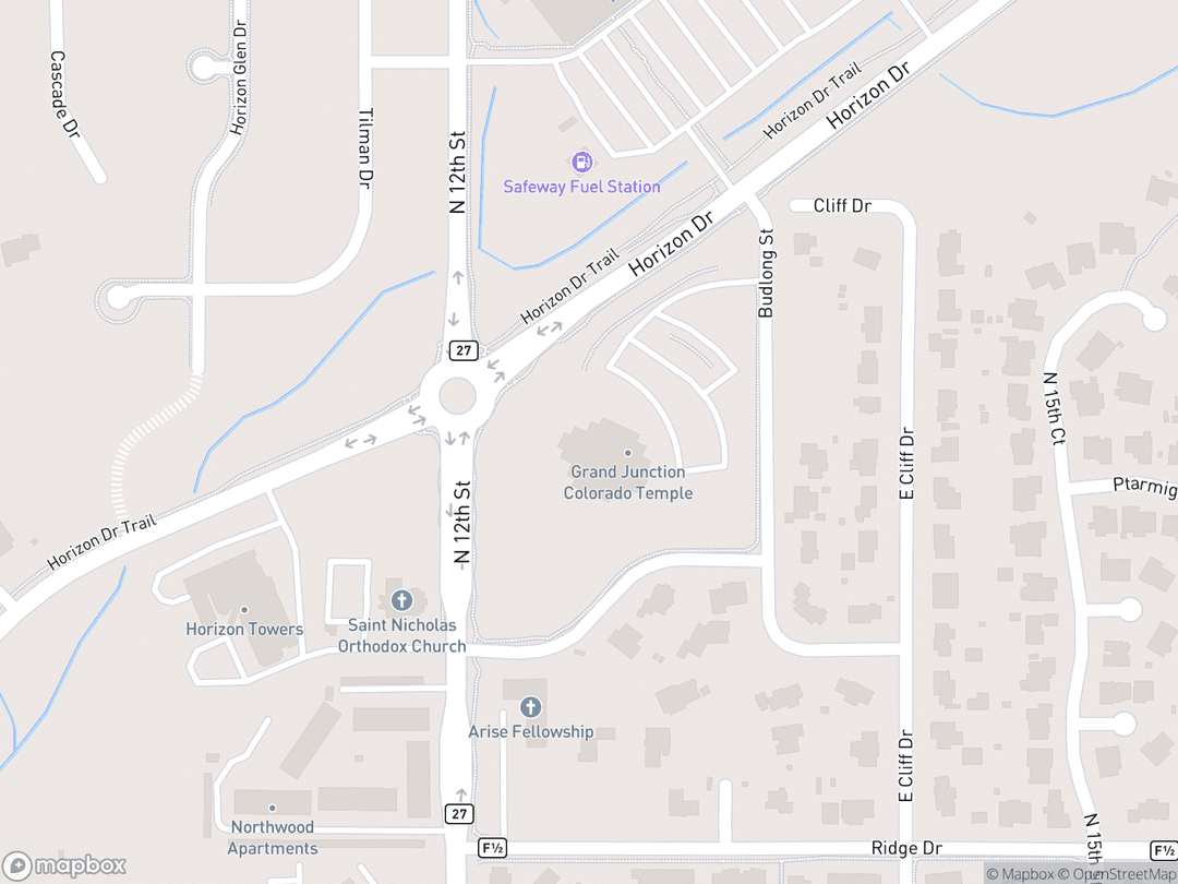 Map showing Grand Junction Colorado Temple and surrounding area
