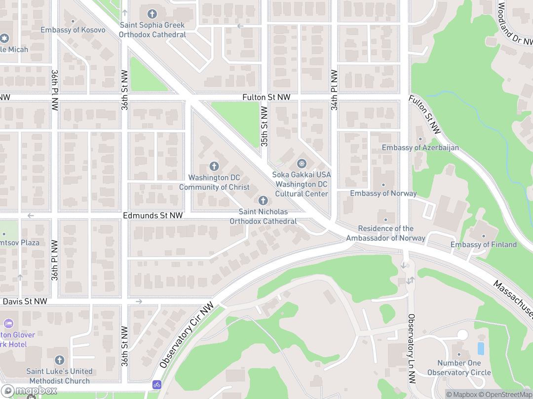 Map showing Saint Nicholas Orthodox Cathedral and surrounding area