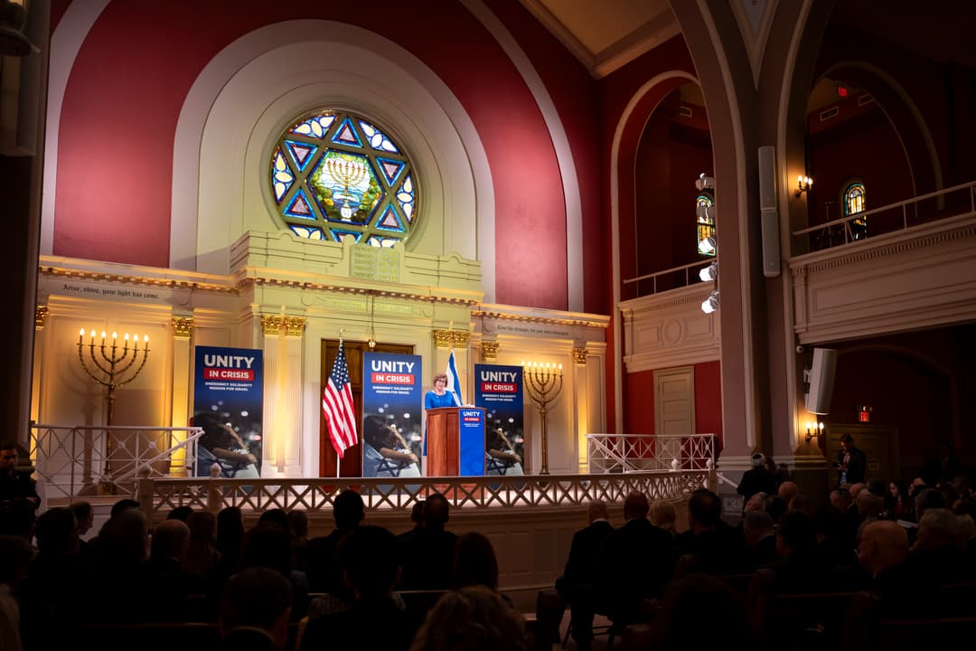 Interior view of the sanctuary and bimah at Sixth & I Historic Synagogue.