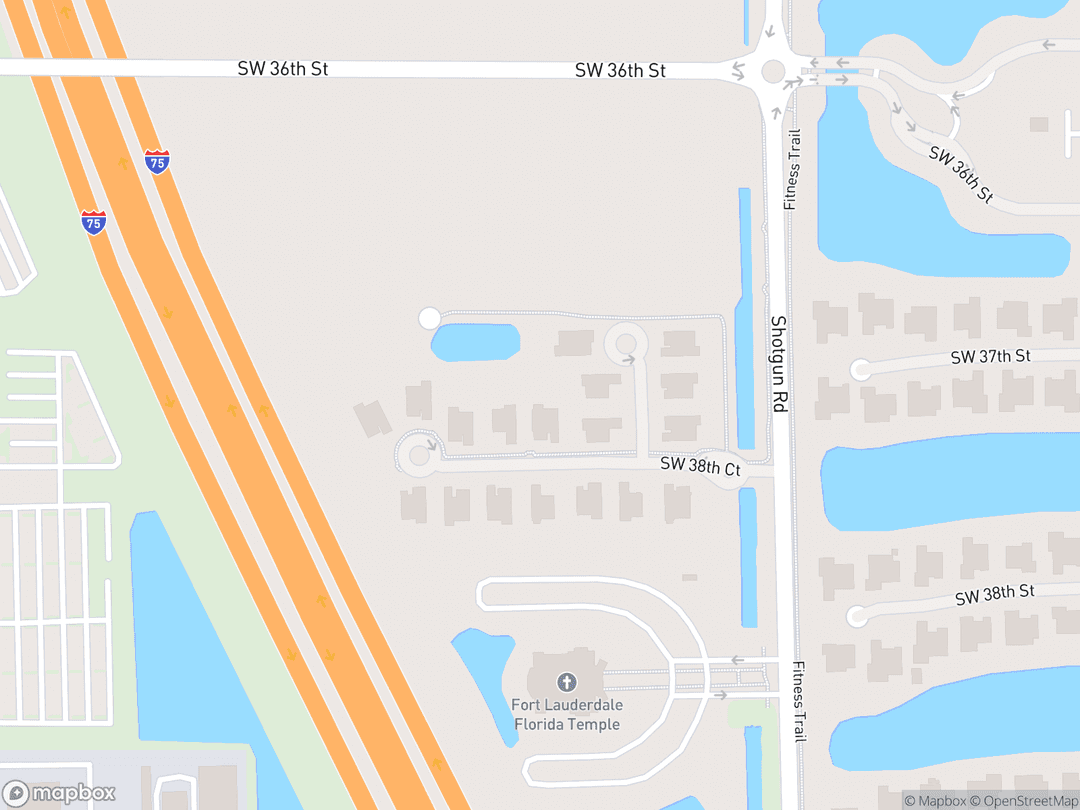 Map showing Fort Lauderdale Florida Temple and surrounding area