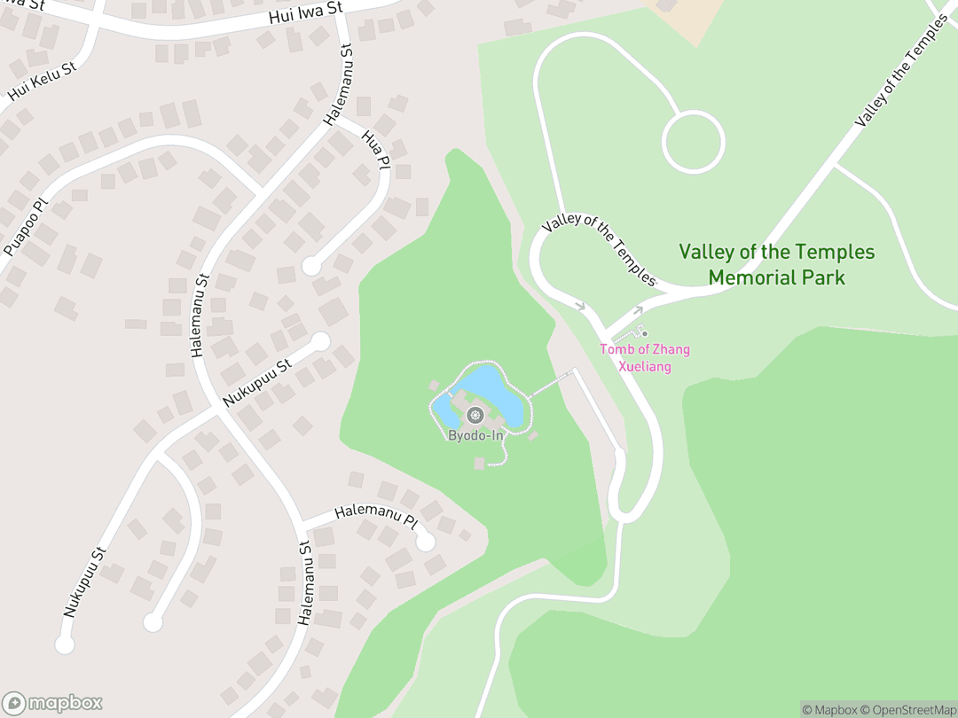 Map showing Byodo-In Temple and surrounding area