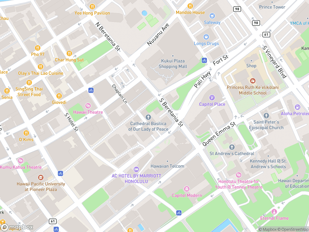 Map showing Cathedral Basilica of Our Lady of Peace and surrounding area
