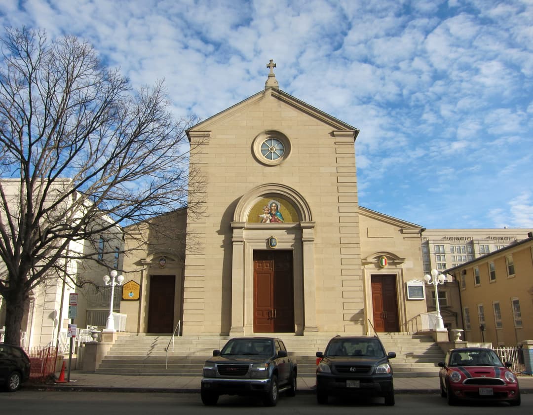 Exterior view of the front facade and entrance