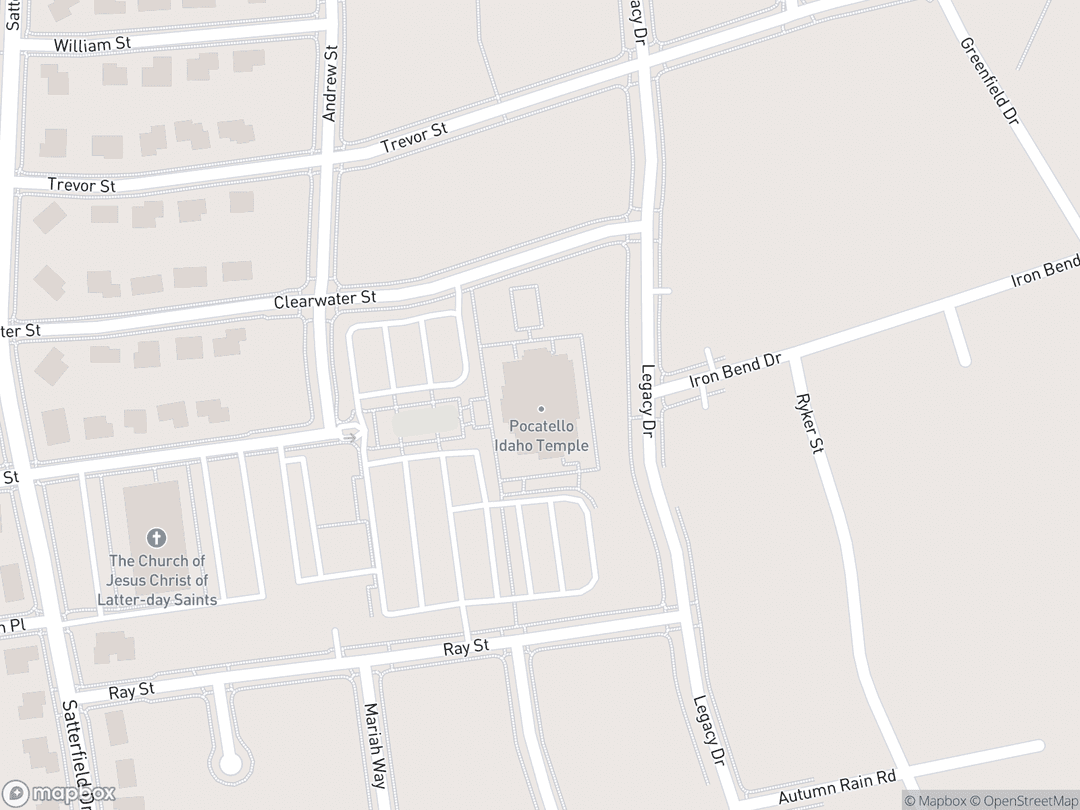 Map showing Pocatello Idaho Temple and surrounding area