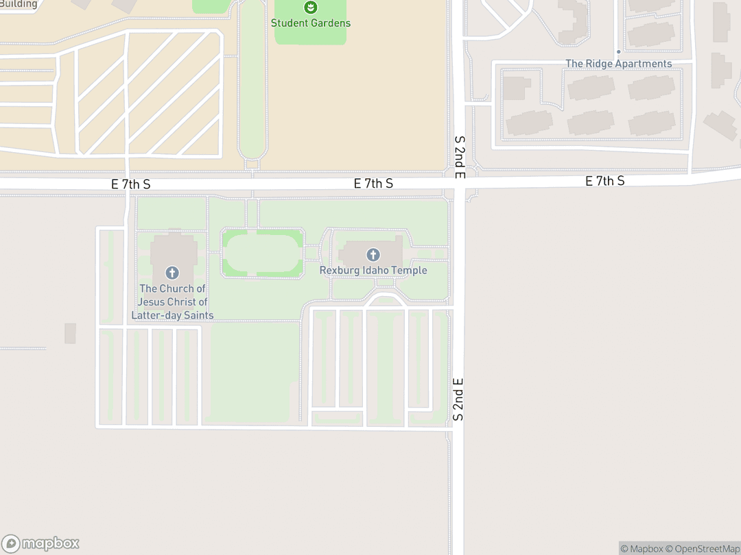 Map showing Rexburg Idaho Temple and surrounding area