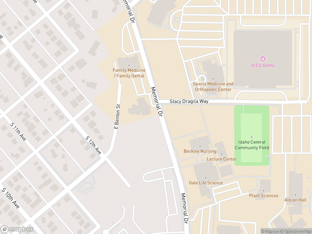 Map showing Temple Emanuel and surrounding area