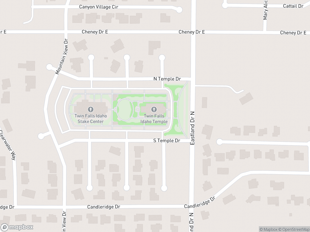 Map showing Twin Falls Idaho Temple and surrounding area