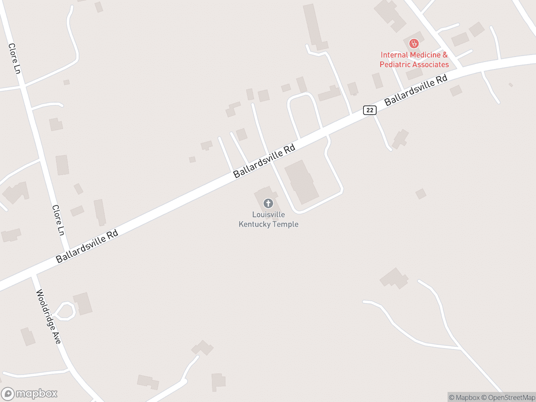 Map showing Louisville Kentucky Temple and surrounding area