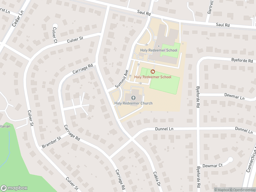 Map showing Holy Redeemer Catholic Church and surrounding area
