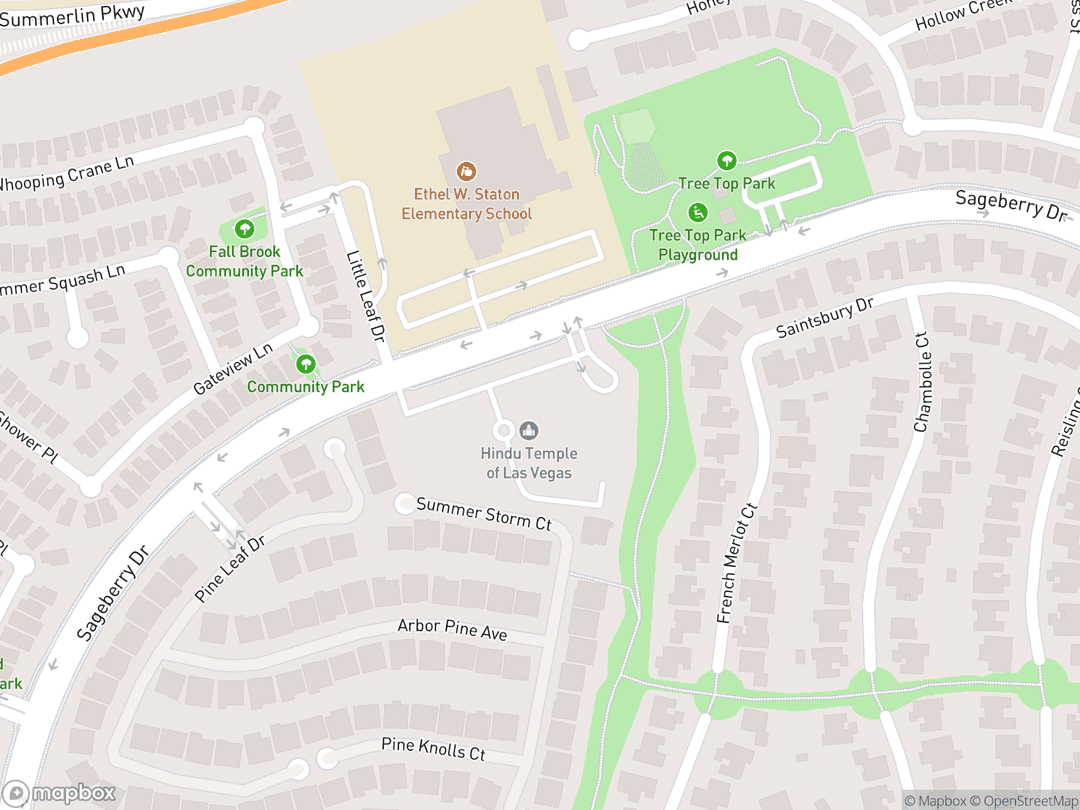 Map showing Hindu Temple and Cultural Center of Las Vegas and surrounding area