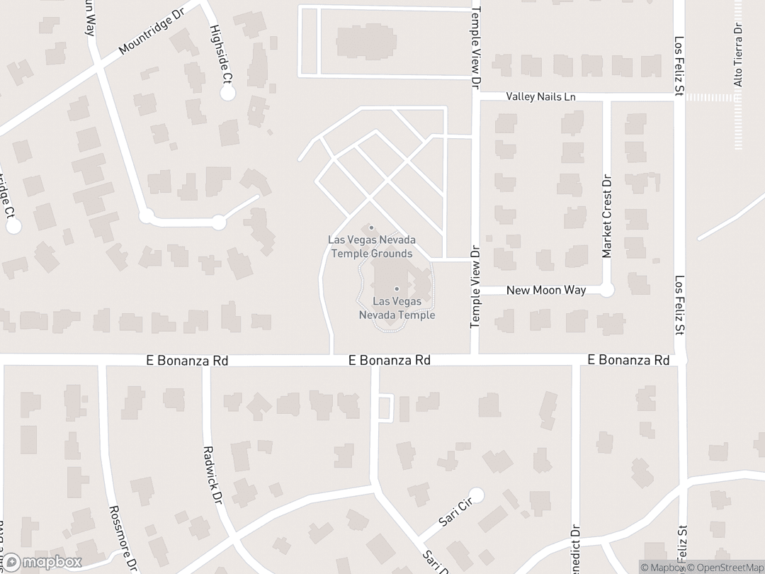 Map showing Las Vegas Nevada Temple and surrounding area