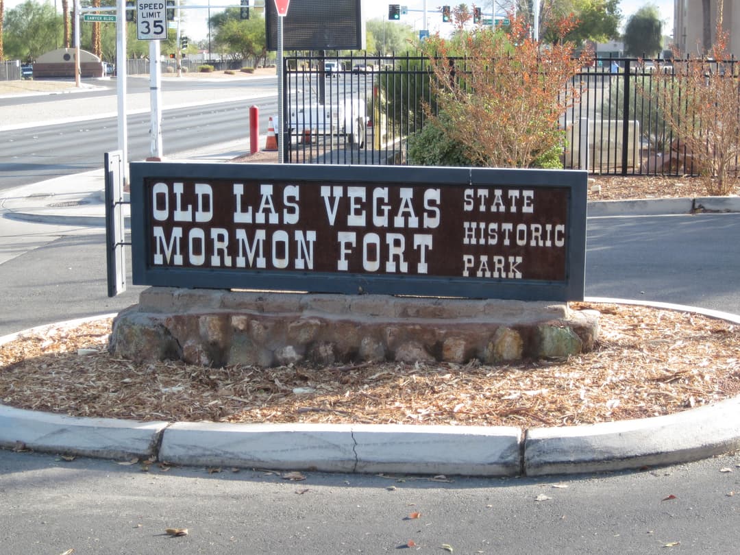 Entrance sign at Old Las Vegas Mormon Fort State Historic Park.