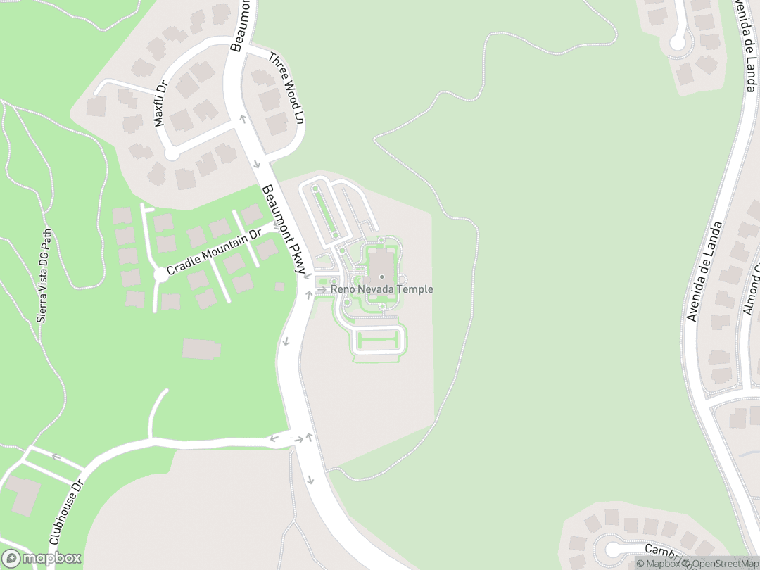 Map showing Reno Nevada Temple and surrounding area