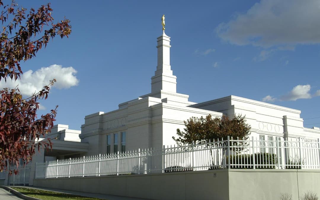A beautiful side view highlighting the classic modern architecture and single spire.