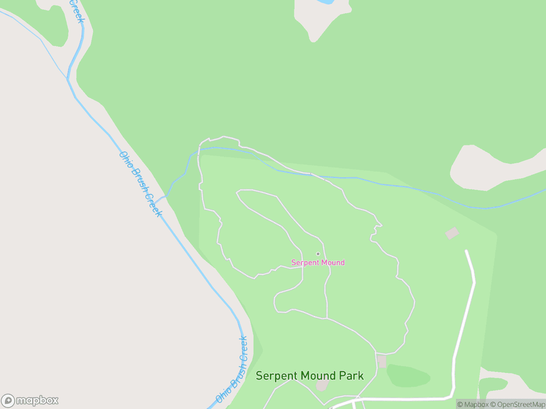 Map showing Great Serpent Mound and surrounding area