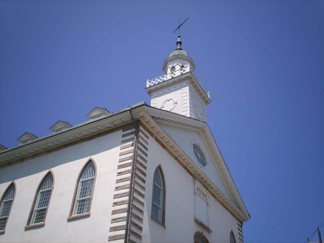 Exterior of the Kirtland Temple.