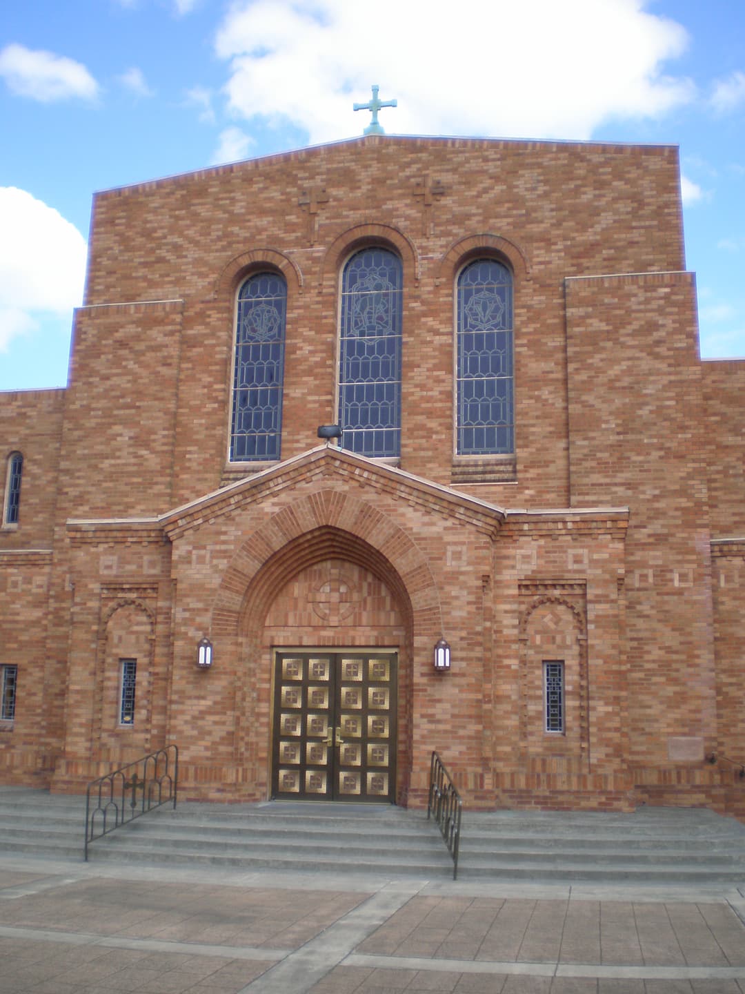 Front entrance and brick facade of Holy Trinity Cathedral